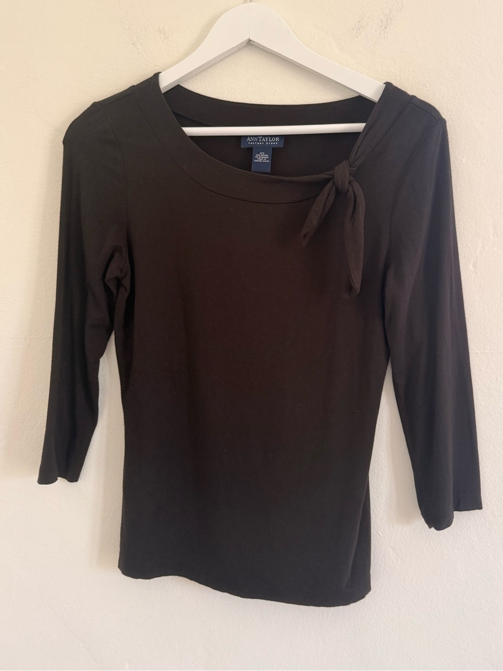 Ann Taylor Black Boatneck Top with Side Tie
